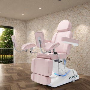 เก้าอี้ตรวจภายในอเนกประสงค์สำหรับนรีเวชวิทยา พร้อมเครื่องตรวจคอลโปสโคปี สามมอเตอร์ สีชมพู พร้อมแป้นเหยียบ - Product Image 1