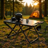 Table de camping tactique en aluminium légère à ouverture rapide, table pliante portable, support léger pour four, pour le voyage et l'ameublement extérieur