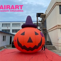 Boules de citrouille gonflables décoratives publicitaires, citrouilles gonflables d'Halloween avec chapeaux
