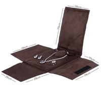 Ensemble de pochettes à bijoux en velours marron personnalisables avec logo pour bagues, boucles d'oreilles, colliers, avec boîte extérieure en papier 28x29x3.5CM, MOQ 50 pièces