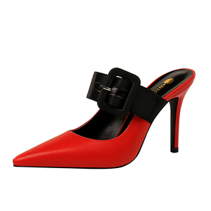 955-1 Europa e gli stati Uniti di modo semplice Baotou trascinare con di alta-scarpe col tacco alto bocca superficiale punta a cintura fibbia pantofole <span class=keywords><strong>femminili</strong></span> - Product Image 6