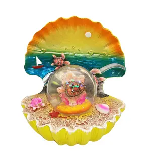 Hot Sale Custom ized Poly resin Ocean Souvenir Dekoration Geschenke Shell Snow Globe Turtle