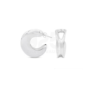 Magnificent Quality Curved C-Shape Cutouts Diameter 11.0 mm 925 Sterling <b>Silver</b> <b>Stud</b> Earrings - Product Image 1