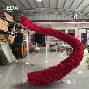 อุปกรณ์จัดงานแต่งงาน LEDA ซุ้มแต่งงานรูปตัว S พร้อมดอกกุหลาบสีแดง ซุ้มดอกไม้ขนาดใหญ่ ฉากหลังงานแต่งงานสำหรับงานอีเว้นท์และงานปาร์ตี้ - Product Image 6