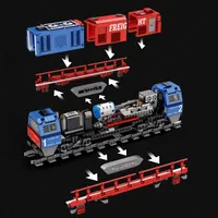 Trenes Urbanos MOC 66021, Modelo de Tren de Carga Europeo, 1980 Piezas, Juguetes de Ladrillos para Niños, Regalo de Cumpleaños, Juego de Bloques de Construcción