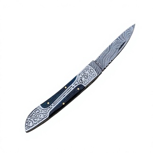 Couteau pliant de poche en acier inoxydable fait main sur mesure, étui en cuir fin, manche en bois, support OEM, camping en plein air - Product Image 4