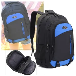 Nylon Women Backpack Blue Wear Resistant 19 Inches Custom Black Waterproof Rucksack Travel School Bag