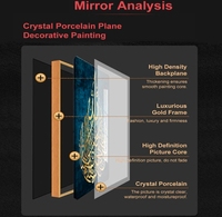 Peinture décorative en porcelaine cristal de luxe moderne Télécommande Éclairage LED Tableau suspendu d'art mural