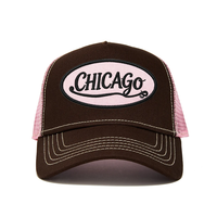 Topi Trucker 5 Panel Coklat dengan Bordir Custom Pria, Desain Personal Berkualitas Tinggi, Bahan Katun Twill Mesh