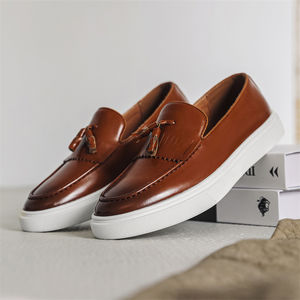 Chaussures décontractées à enfiler pour hommes, nouveau modèle, avec pompons, en caoutchouc de qualité supérieure, mocassins confortables pour l'automne - Product Image 3