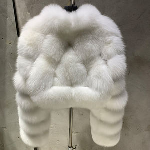Premium Fox Fur Bomber Coats Chaqueta de piel de zorro suave natural Recortada Mujeres Fox Fur Coat - Product Image 2