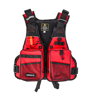 Gilet de pêche JARUSITE en tissu Oxford rouge, haute flottabilité, équipement de pêche sur roche, gilet de sauvetage professionnel pour usage extérieur - Product Image 1