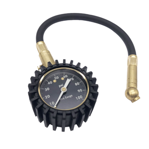 Manómetro de Presión de Neumáticos con Válvula de Latón y Manguera de Goma, Pantalla de Indicador 0-100 PSI, Disponible para Distribución Directa OEM/ODM - Product Image 1