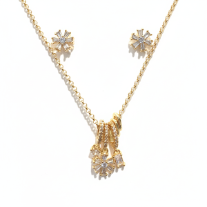 Due pezzi semplice di alta qualità in lega di gioielli Set oro placcato orecchini collana zircone per le donne alla moda ogni giorno indossare occasioni regalo - Product Image 2