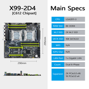 PANDL NUEVO X99-2D4 E-ATX 8X DDR4 ECC RAM Placa Base con Combo de Doble CPU Intel <span class=keywords><strong>Xeon</strong></span> <span class=keywords><strong>E5</strong></span> 2699 V3 X99 Kit <span class=keywords><strong>Xeon</strong></span> X99 - Product Image 3