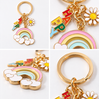 Vente en gros de porte-clés en métal personnalisé plaqué or 3D plantes animal mignon porte-clés personnalisé en émail dur et doux