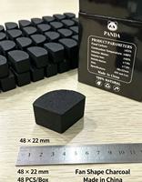Charbon de bambou noir en forme d'éventail PANDA pour chicha, naturel, 48x22mm, faible teneur en cendres, pour usage en narguilé
