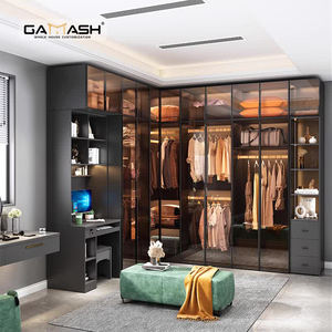 Maßgefertigte Garderobenmöbel Kleideraufbewahrungsschrank Begehbarer Kleiderschrank Schwarzer Garderobenschrank Kleiderschrank mit Glastür - Product Image 3