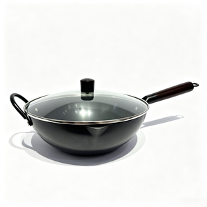 Wok de Acero al Carbono Nitrurado sin Recubrimiento de 28/30/32/34cm, Fabricación OEM/ODM, Utensilio de Cocina con Tapa de Vidrio y Mango de Madera - Product Image 3