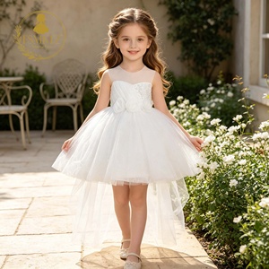 Abito da Principessa per Damigella d'Onore, <span class=keywords><strong>Vestito</strong></span> da Ballo con Scollo a Barchetta, Applicazioni in Pizzo e Grande Fiocco per Feste di Compleanno, Abiti da Sposa - Product Image 5