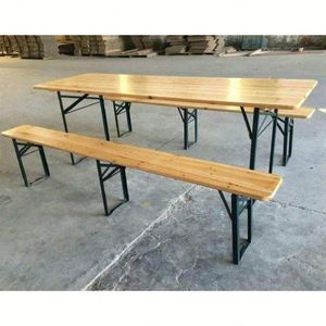 Table de pique-nique et banc pliants en bois massif, style moderne, pour extérieur, avec pieds pliants et finition grain de bois, idéale pour jardin et terrasse. - Product Image 6