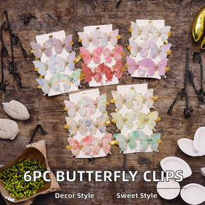 6 stks/set Kleurrijke Vlinder Nylon Haarspelden Baby Meisjes Haarspeldjes Haarspeldjes Zoete Party Haar Ornament Hoofddeksels Mode - Product Image 2