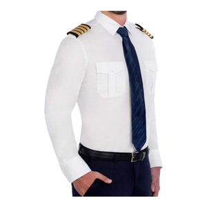 Chemise professionnelle 100% coton pour hommes uniforme pilote conception anti-rides innovante chemise de cockpit respirante intelligente pour confiant - Product Image 4