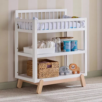 Table à langer en bois à 3 niveaux avec étagères de rangement pour bébé