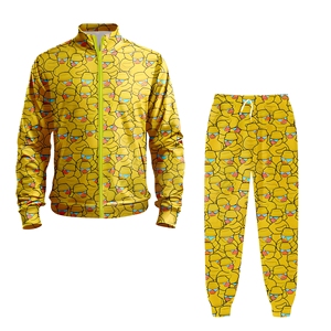 ชุดวอร์มพิมพ์ลายสีเหลืองแบบ unisex แจ็คเก็ตซิปแขนยาวพร้อมกระเป๋าข้าง เสื้อผ้าลำลองสำหรับผู้ใหญ่ ฤดูใบไม้ผลิ - Product Image 1