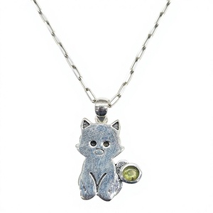 Trendy 925 Sterling Silver Animal <b>Cat</b> Charm Pendant Green Peridot Birthstone Gemstone Jewelry Bulk Price - Product Image 2