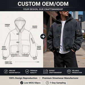 QIFAN Giacca <span class=keywords><strong>Bomber</strong></span> da Lavoro Pesante in Tela con Cerniera e Fibbia, Stile Vintage, con Cappuccio, da <span class=keywords><strong>Uomo</strong></span>, all'Ingrosso - Product Image 2