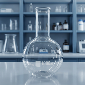 Fiole à faire bouillir CISCO 1000 ml à fond plat, col étroit et long, en verre borosilicate transparent CISCO-3184, consommable de laboratoire - Product Image 4