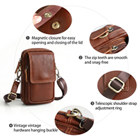 Sac banane pour homme DUJIANG en cuir véritable vintage avec fermeture éclair, portable, pour les voyages en plein air, usage quotidien, modèle 6965
