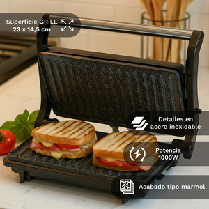 GRL-MARBLE Mini Griglia Elettrica 1000W in Acciaio Inossidabile con Piastre Antiaderenti per Cucina Interna - Product Image 6