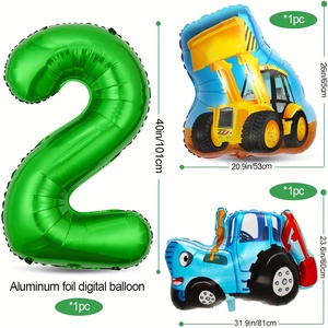 Nuovi Set di Palloncini a Tema Trattore Verde ed Escavatore con Striscione per Feste di Compleanno dei Ragazzi - Product Image 6