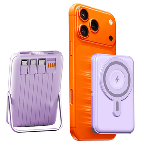 พาวเวอร์แบงค์ไร้สายแม่เหล็กแบบใหม่ ความจุ 10000mAh ดีไซน์บางเฉียบ ชาร์จเร็ว PD20w พร้อมขาตั้งพับได้ - Product Image 1