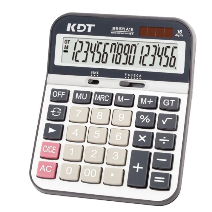 Clé de calculatrice électronique de bureau à 16 chiffres, avec affichage double route, A16