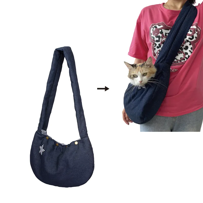 Custom Denim Ant-mosquito Dog Bag Travel Outdoor Pet Carrier