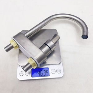 Stainless Steel Double Hole <b>Basin</b> Faucet <b>Single</b> Handle Deck Mounted Minimalist Hot Cold Water <b>Tap</b> - Product Image 2