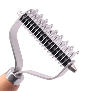 Double-sided Stainless Steel Teeth Wooden Handle <b>Pet</b> Cats Dogs Hair Dematting Deshedding Grooming Comb Tool <b>Pet</b> Grooming <b>Brush</b> - Product Image 3
