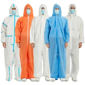 PPES Suits Level 3 SMS Safety Hazmat Suit Blue Disposable Coverall Suit Protective Coveralls