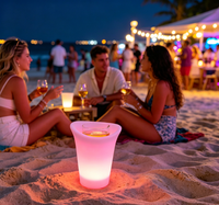 Seau à glace LED multicolore étanche IP65, rechargeable, avec télécommande, refroidisseur de vin lumineux, Noël, Halloween