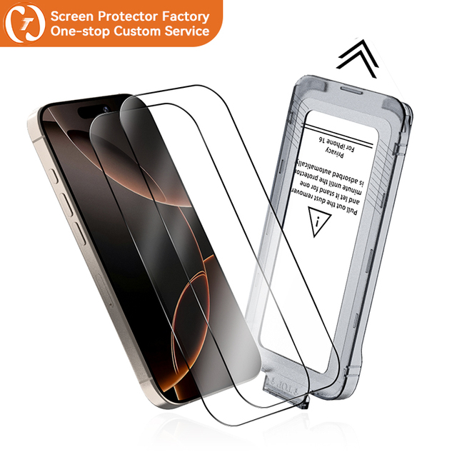 9H Ultra-Thin Waterproof High Clear Tempered Glass Screen Protector for 16 Pro Max Mobile Phone Installation Kit
