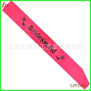 <b>Bridesmaid</b> Sash Fuchsia Twill Printed High Heels Design For Bachelorette Party LPP2060 - Product Image 2