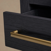 Bureau Parsons moderne en chêne teinté noir anthracite avec deux tiroirs, poignées dorées, pieds design, idéal pour bureau à domicile, vente en gros sur mesure