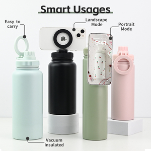 Custom Logo 32 oz <b>Double</b> <b>Wall</b> Stainless Steel Vacuum Insulated Sports Water Bottle with Handle and Lid - Product Image 2