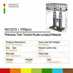 Bloques de Construcción de Plástico OEM, Modelo de las Torres Gemelas de Petronas, Juguete Creativo, Regalo para Entusiastas de la Arquitectura, Venta al Por Mayor - Product Image 2