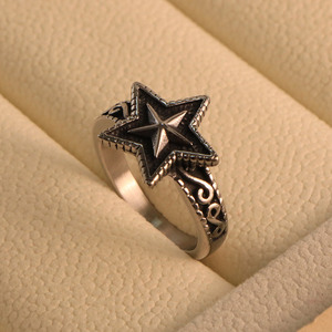 Star <b>Ring</b> <b>Titanium</b> Steel Men's Jewelry SA944 Gift Occasion Retro Design - Product Image 4