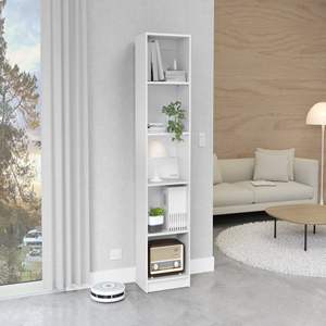 Librería Compacta Blanca DB Vinton XS de 33x15x85cm con Múltiples Estantes, Mueble de Almacenamiento Moderno para Sala de Estar - Product Image 3