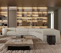 Ensemble de canapés modulaires incurvés de grande taille, style italien moderne, en tissu bouclé, pour salon de villa, mobilier haut de gamme pour la maison
